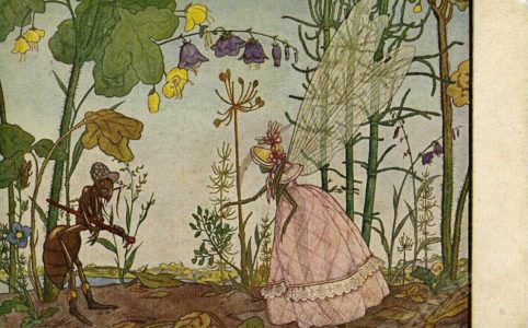 «Стрекоза и муравей». Худ. Е. Нарбут. Открытка 1910-х гг.